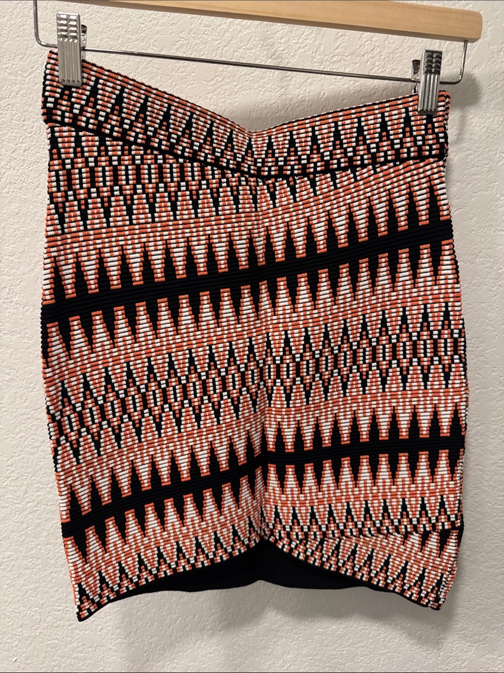 Urban Revivo Orange and Black Geometric Pencil Skirt